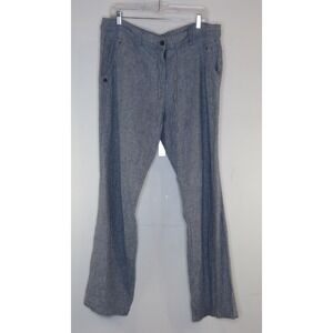 Dalia Women's Blue White Stripe Linen Blend Pants With Draw String Size 14